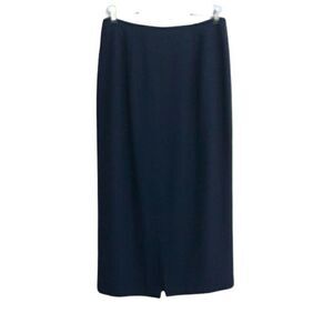 Vtg 80's Embassy Row Sportswear Skirt Wool Straight Maxi‎ Front Slit Black Sz 16